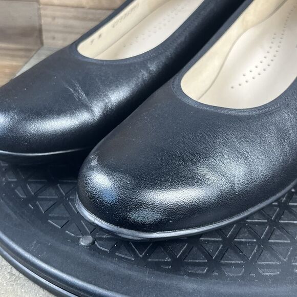 SAS Milano Womens Size 9N Black Leather Slip On Pump Block Heel Shoes - Picture 3 of 10